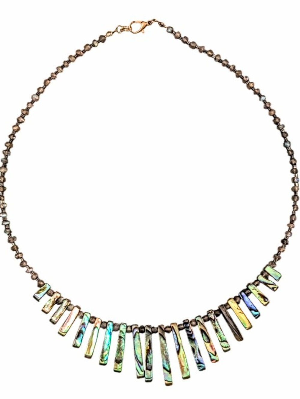Genuine Abalone Shell Beaded Necklace With Labradorite Beads - Women Jewelry